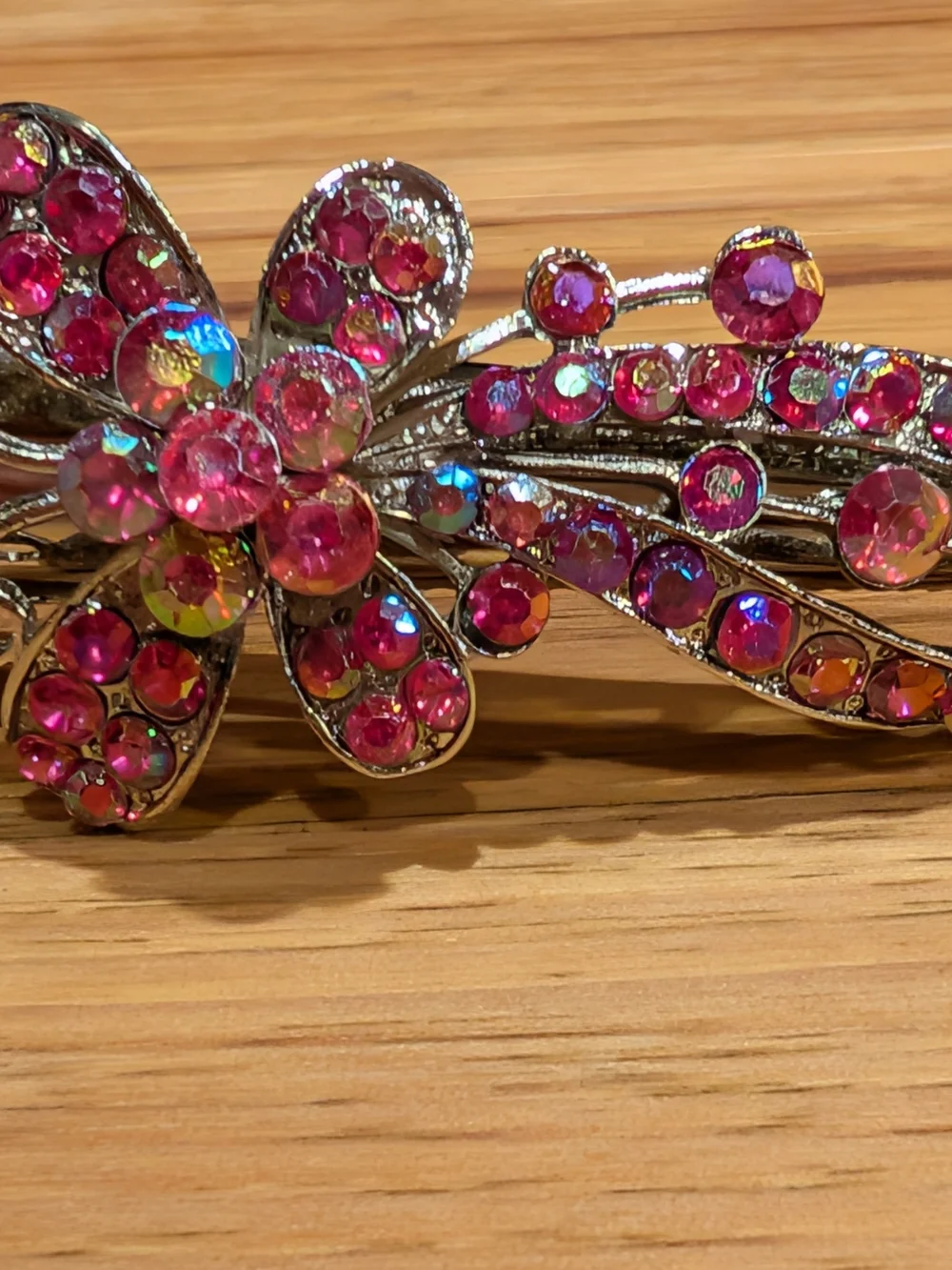 Source Unknown Pink Crystal Floral Hair Clip